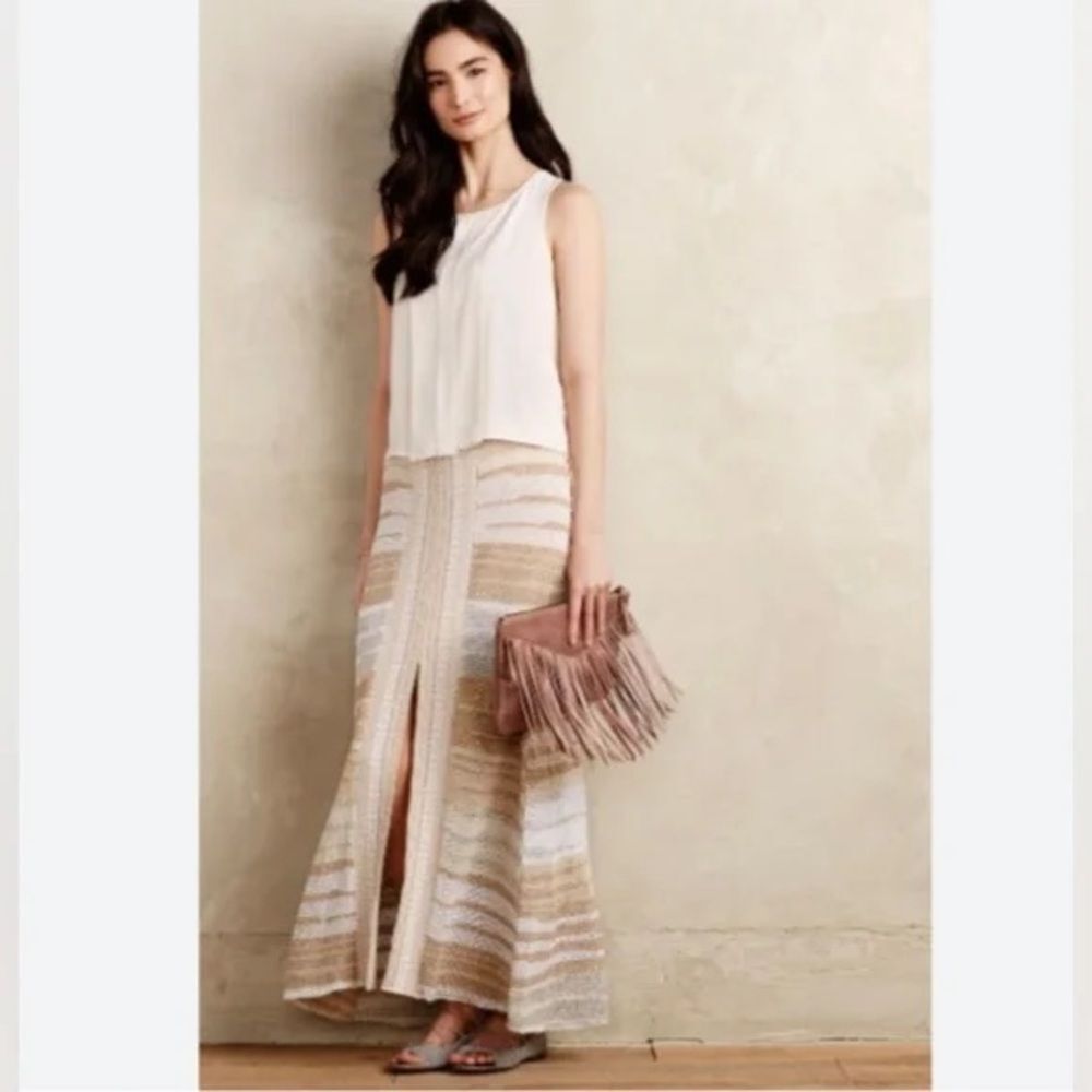 Anthropologie Cecelia Prado Glinted Gold & Silver Knit Maxi Skirt - XS - Picture 1 of 16